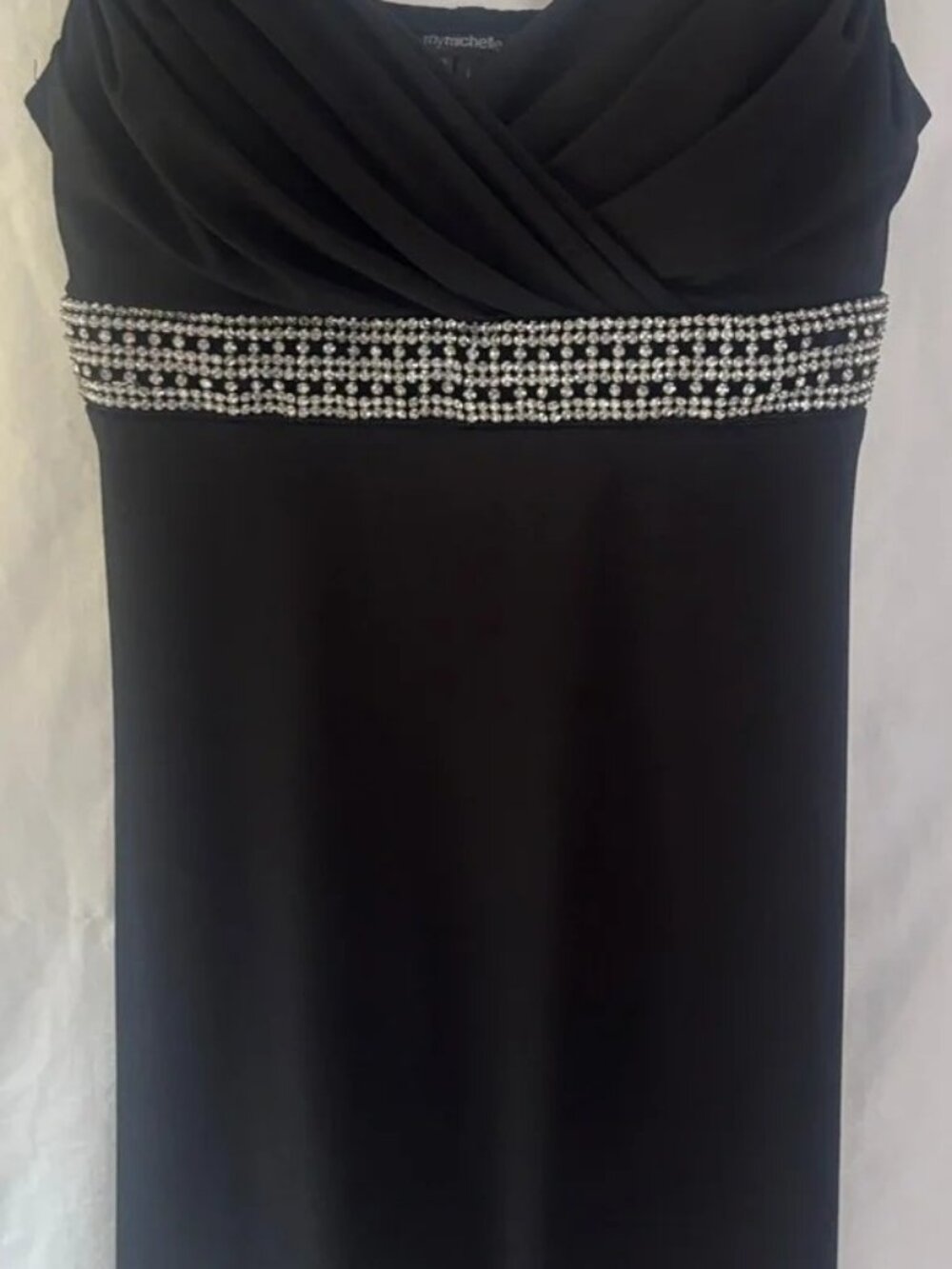My Michelle Black Beaded-Waist Midi Dress. Vintage Y2K.
